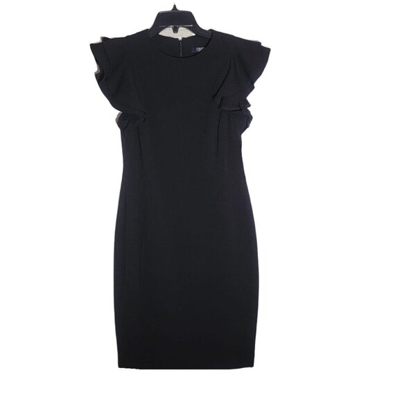 ⭐Chaps Size 4 Women' Dress Flutter Sleeve Sheath Basic Formal office black Dress - Picture 6 of 9